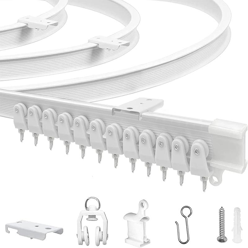 Flexible Bendable Ceiling Curtain Track Kit Durable Plastic With Multiple Hooks for Room Divider Curtains Rod RV Ceiling Track F