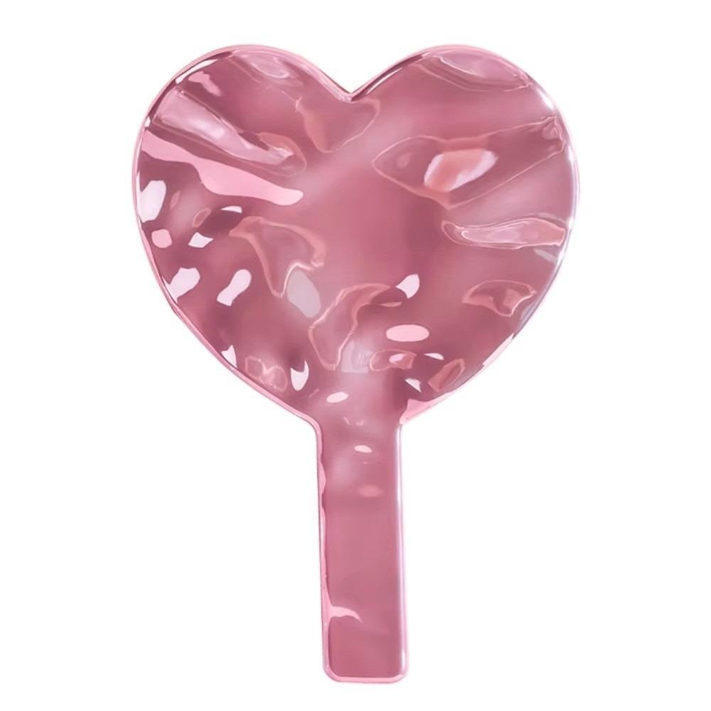 Portable Handheld Makeup Mirror Water Ripple Eyelash Extension Tool Electroplate Mirror Beauty Accessories Love Shape розовый