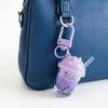 Bubble Tea Keychain Pendant Resin Cup Bag Charm with Split Keyring and Spring Clasp for Keys, Small Bags, and Zipper Pull
