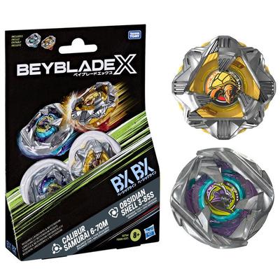 Beyblade X Dual Pack Calibur Samurai 6-70M BX Et Obsidian Shell 3-85S BX, 2 Toupies De Combat Takara Tomy À Rotation Droite, Dès 8 a