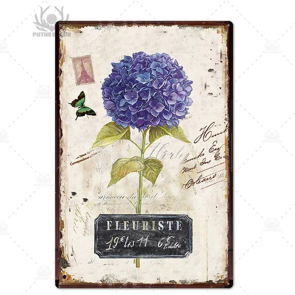 Plechový znak ve stylu Provence, Francouzské venkovské kovové nástěnné umění 20x30cm