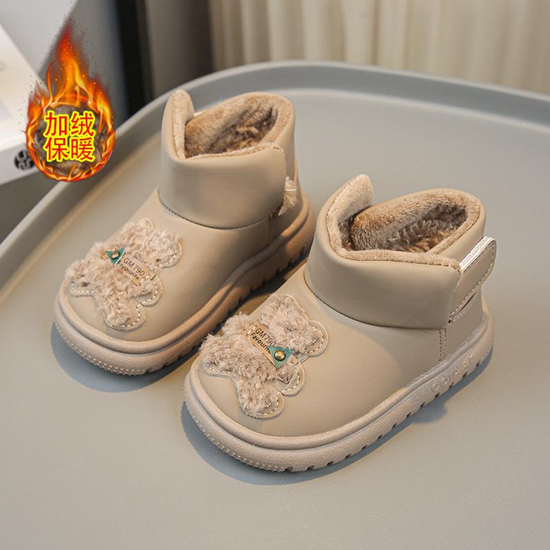 Barnesko Mote Snøstøvler Vinter Ny Stil Gutter Plysj Bomullssko Stor Bomull Tegneserie Baby Komfortable Varm Sko