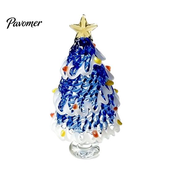 Decorative Glass Art for Shelves Glazed Christmas Tree Figurine, Pulled Wire Desk Decor, Colorful Home Mini Holiday Tabletop Ornament Car Home, Unique