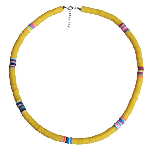 4/6mm Polymer Clay Necklace For Women Soft Pottery Boho Choker Necklaces Colorful Surfer Beads Collar  Bohemian Jewelry