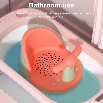 Baby Bath Chair Ergonomic Backrest Armrests Drainage Net Non-Slip Baby Shower Seat with Suction Cups