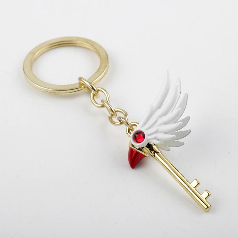 Cartoon Anime Card Captor Sakura Choker keyring Cardcaptor Sakura Clow Charm Pendant keychains Sealing Wand Statement Necklace