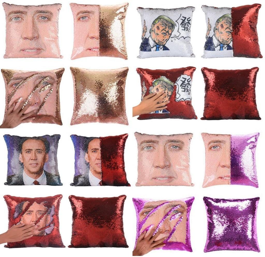 Pillow Changing Nicolas Cage Donald Trump Vladimir Putin Mermaid Cushion Cover