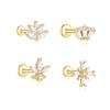 Fashion Piercing Jewelry 925 Sterling Silver Geometry Zircon Hot Selling Piercing Earring