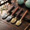 Hand Polished Vintage Ebony Tea Spoon Solid Wood Handle Durable Small Natural Tea Shovel for Home Coffee Bar