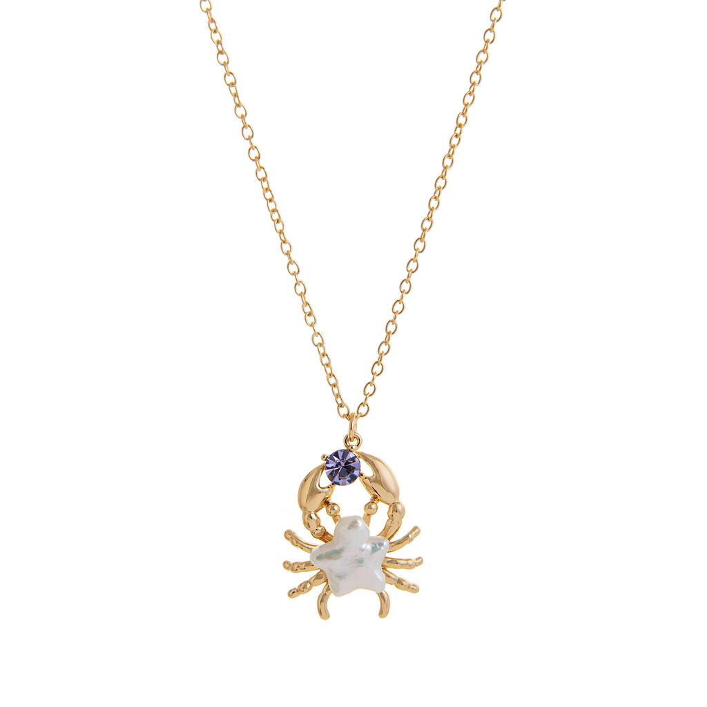 New Fashion Ocean Cute Crab Zircon Pearl Pendant Necklace