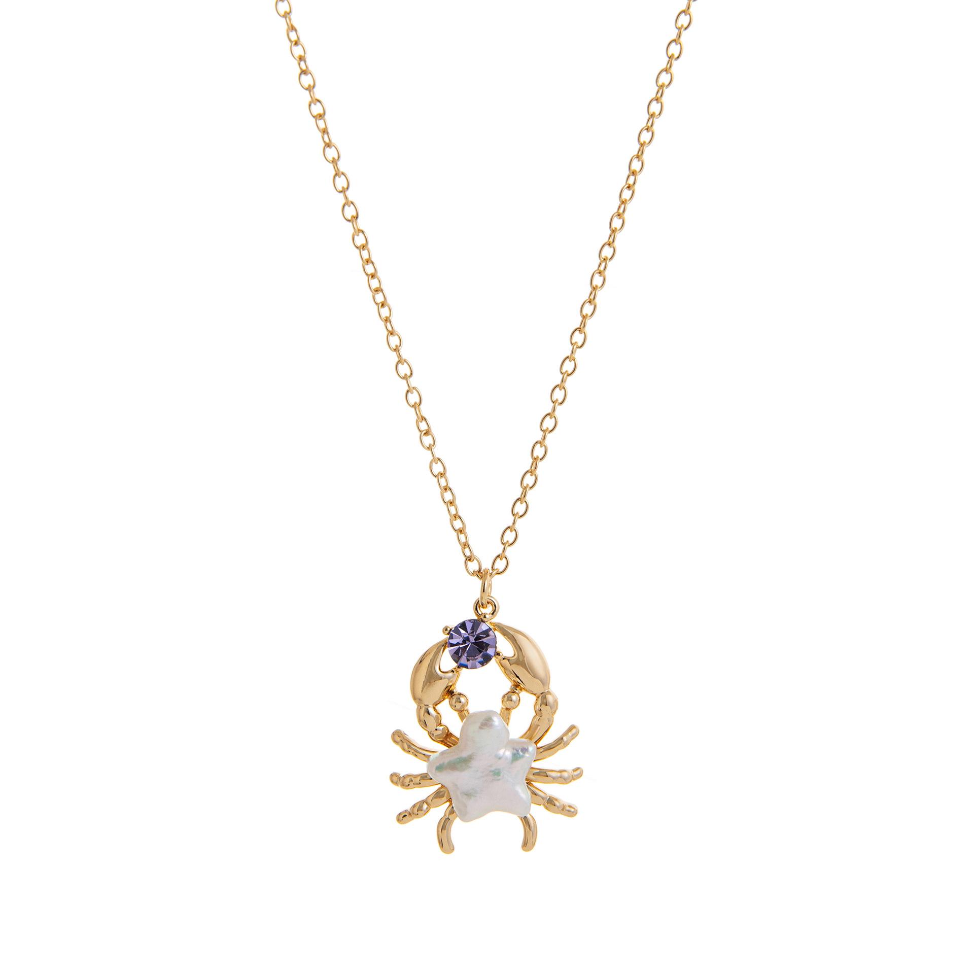Pearl Zircon Ocean Series Pendant Cute Crab Pendant Necklace