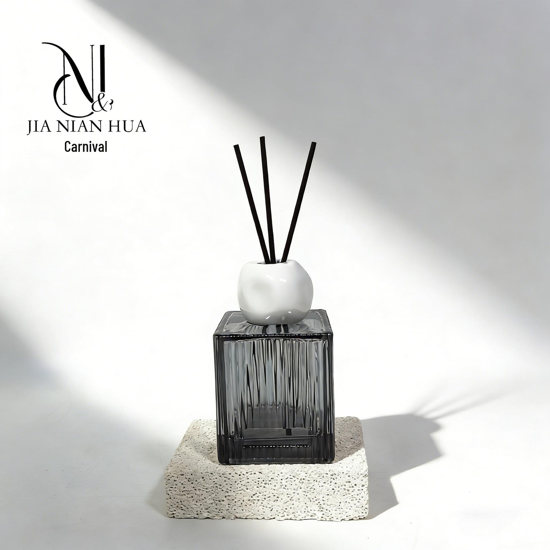 

200ml Colored Vertical Stripe Square Reed Diffuser Glass Bottle for Bedroom Decor чёрный