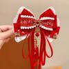 Flower Bow Ribbon Hair Clip Tassel Hanfu Hair Ornamen Cute New Year Hairpin  Girls