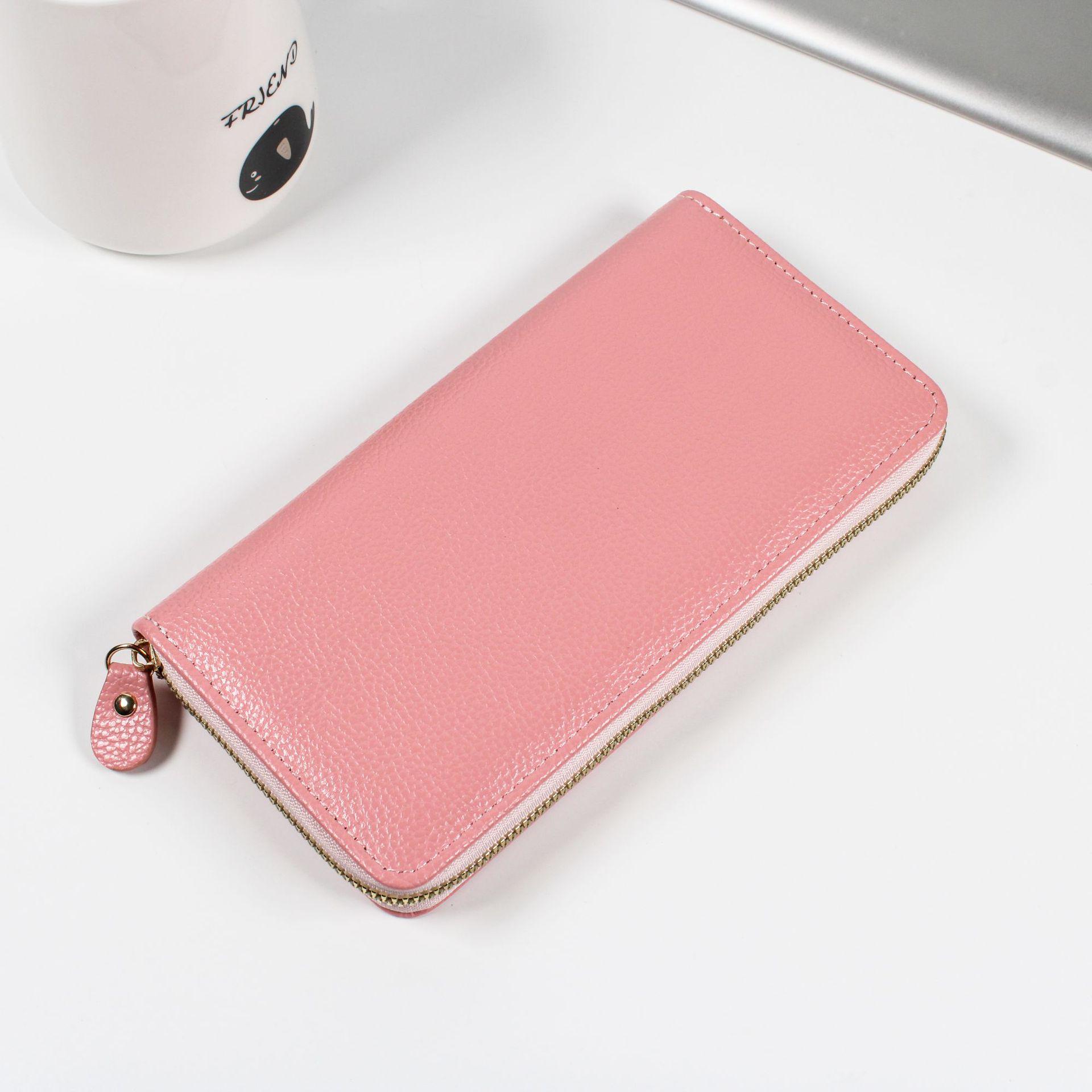 

Women s Long Zipper Wallet - Large Capacity Multi-Card Slot Clutch with Lychee Grain Design. рожевий