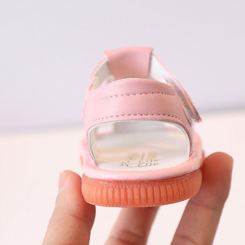 Baby Closed-Toe Sandals for Spring and Summer, Unisex Toddler Infant Walking Squeaky Shoes for Girls and Boys, Soft-Soled.