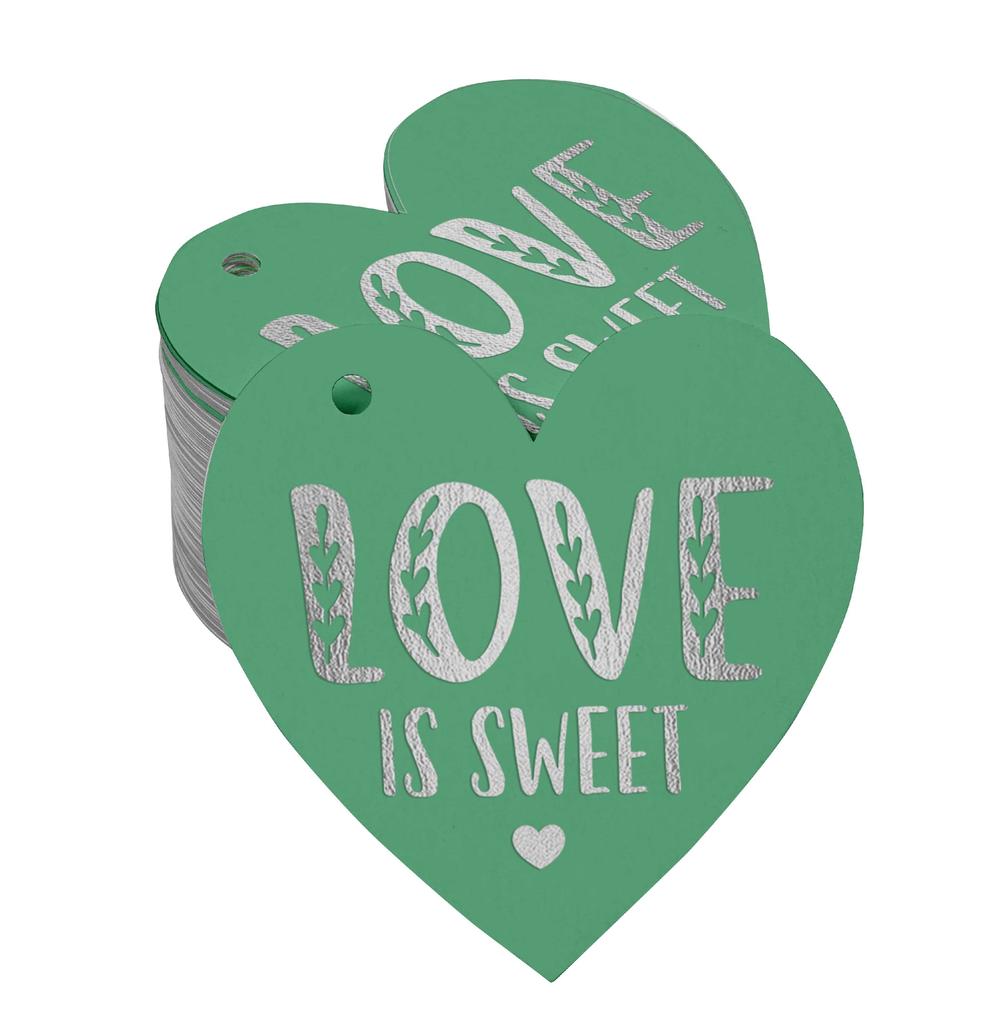 Inkdotpot 100 Pack Real Silver Foil Paper Tag Love Is Sweet Wedding Favor Hang