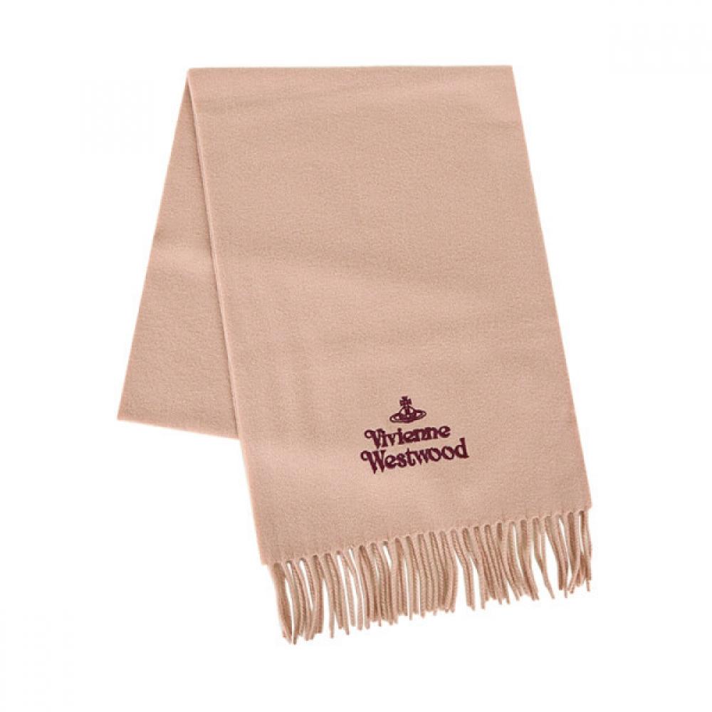 Vivienne Westwood Women Wool Scarf Beige Embroidered Logo 81030007 W00q7 C401 ONE SIZE