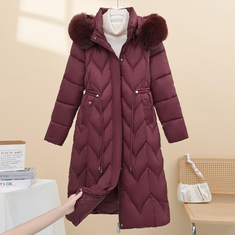 Fashion Winter Woman Coats Hooded Faux Fur Collar Thick Warm Plus Size Long Parkas Loose Women's Jackets