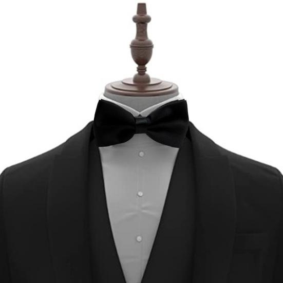 Men Tie Bow Smooth Solid Color Adjustable Lightweight Korean Style Wedding Tie for Party Banquet Prom