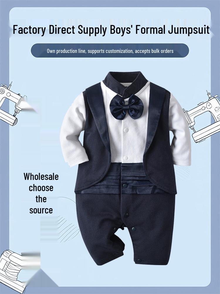 Combinaison à manches longues style smoking pour bébé garçon - Printemps et Automne