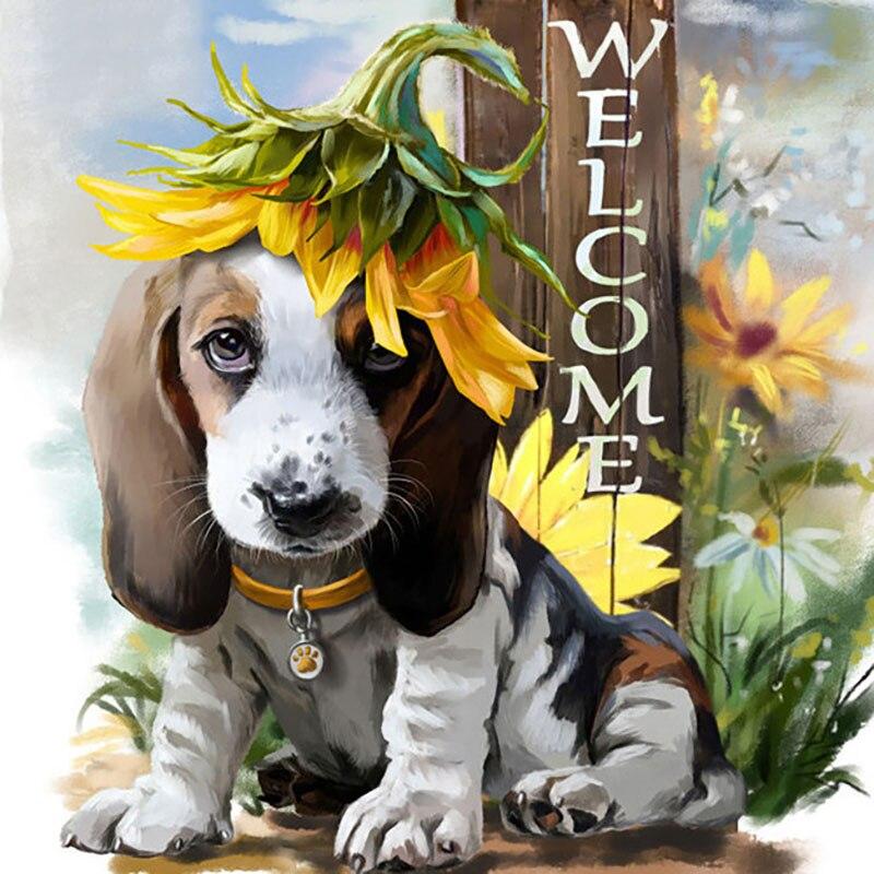 5D DIY Diamant Schilderij Schattige Hond Diamant Borduurwerk Schattige Huisdier Kruissteek Volledige Vierkante Ronde Boor Handleiding Woondecoratie Cadeau