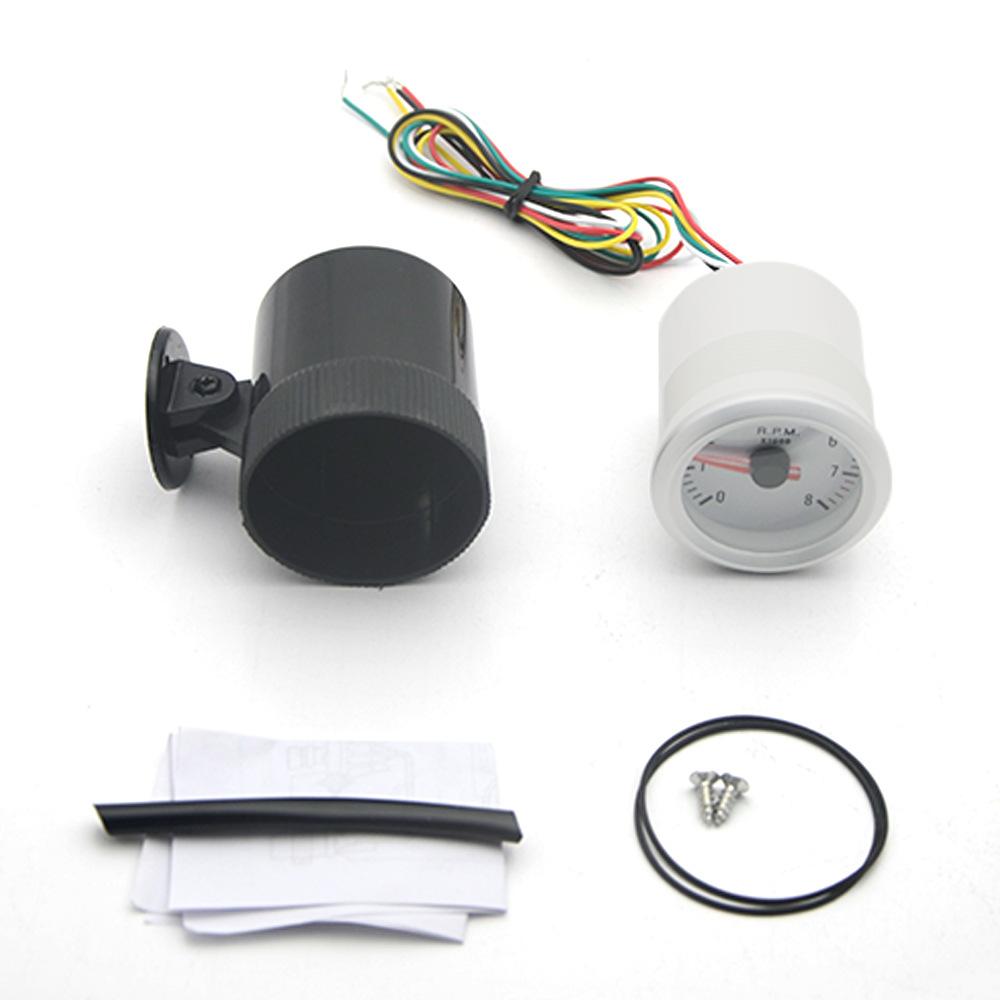 2 Inch 52mm LED Tachometer Gauge Car Digital Meter 0 8000RPM with Blue Backlight for 1 8 Cylinder Vehicle