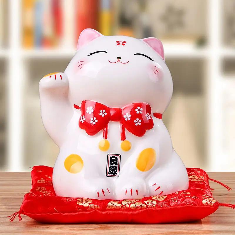 4,5 Inch Keramische Maneki Neko Gelukskat Spaarpot Muntpot Huisdecoratie Ornament FENG SHUI Beeldje