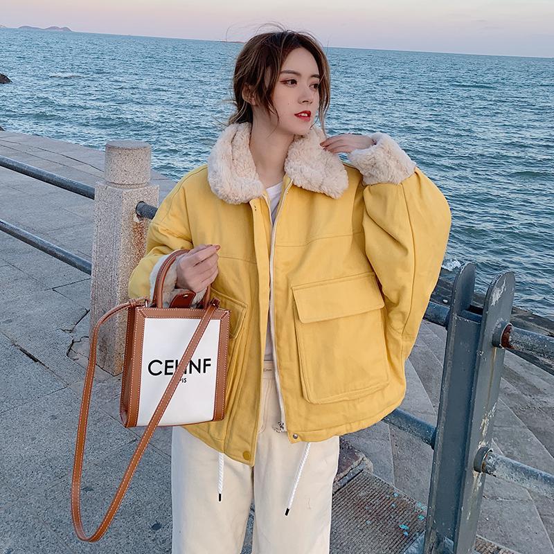 Women's Winter Cotton Coat Youthful Parka Korean Style Thickened Short Lamb Wool Lined Padded Jacket
