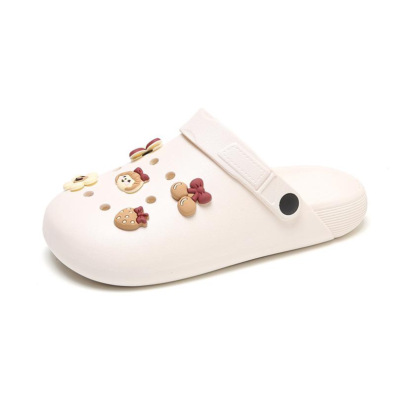 New DIY hole shoes women's summer cute cartoon outer wear bag head thick sole beach cool slippers