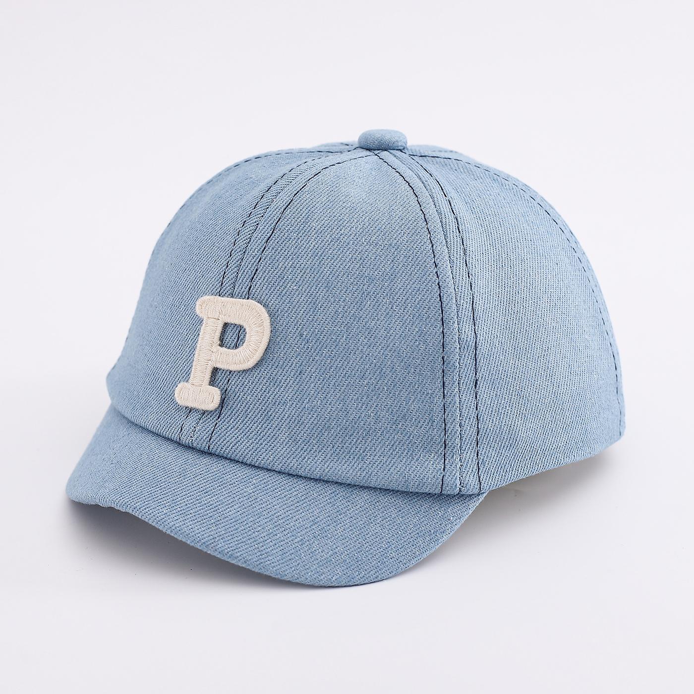 

Kids Denim Baseball Cap 48-50cm Washed Cotton Casual Hats for Boys Girls Vintage Letter Adjustable Baby Hip Hop Sun Hat Snapback 48-50cm синій