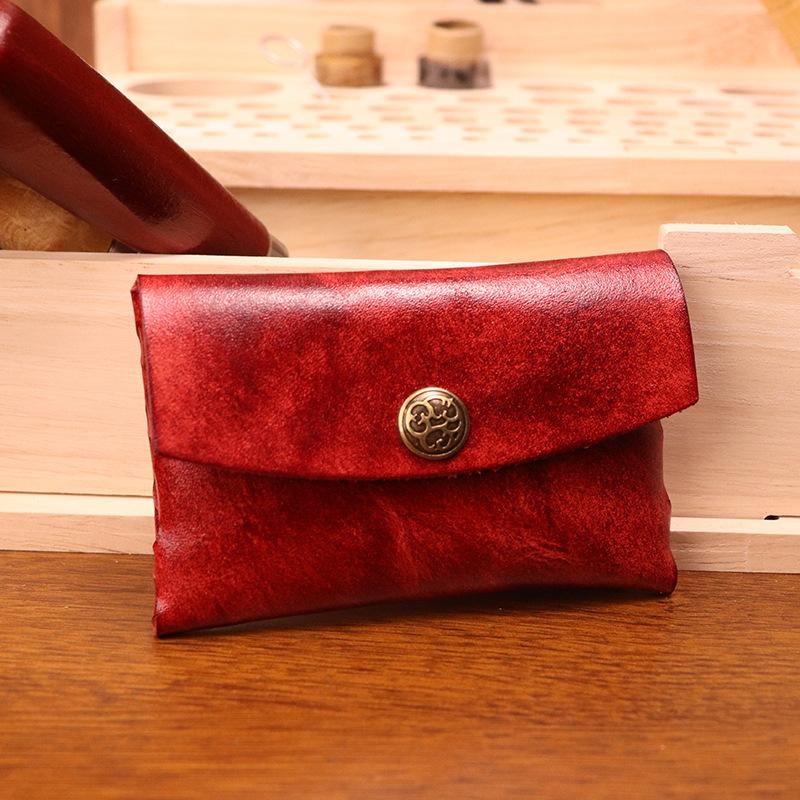 

Head Layer Pickup Bag, Large Capacity Bank Card Storage Card Cover, Cultural and Decorative Bead Storage Bag, Antique and Simple Card Bag бордовый