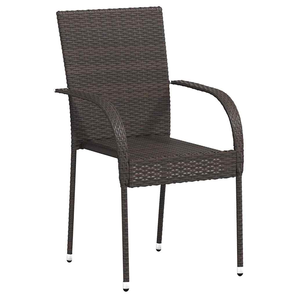 vidaXL Stapelbare Gartenstühle 2 Stk. Poly Rattan Braun