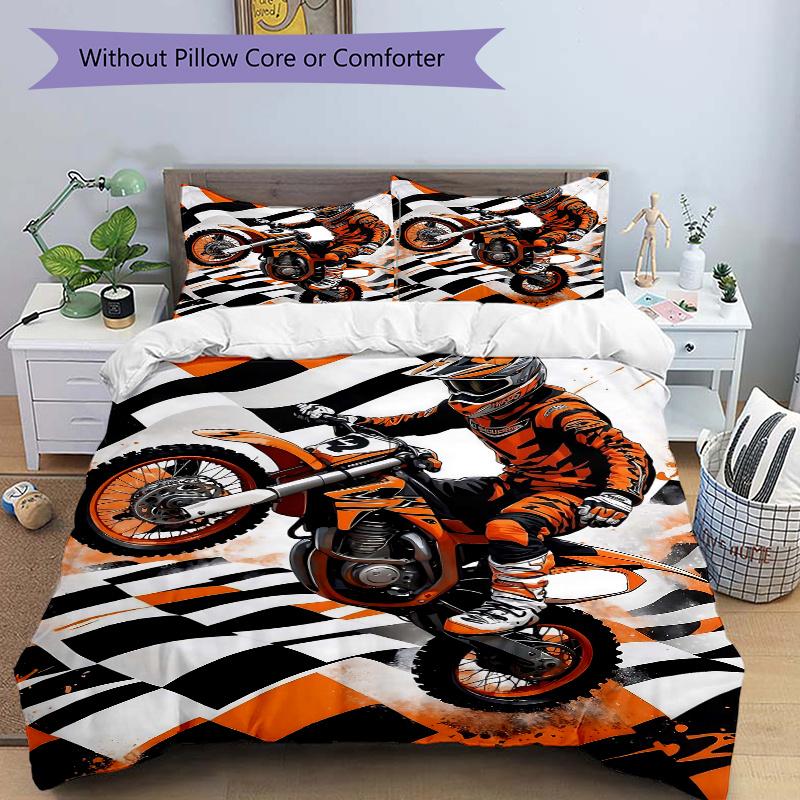 

3pcs Racing Dreams Quilt Cover Set, Soft & Comfortable Polyester Fabric, All-Season Breathable For 1 Quilt Cover & 2 Pillowcases (No Core) 135x200cm