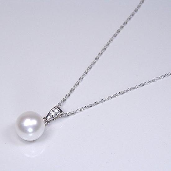 And My Jewelry Genuine Akoya Pearl Pendant Necklace with a Pure Japanese Pearl and an Diamond Made In Japan Wrapping [Your Box] Platinum-Framed 8.5mm