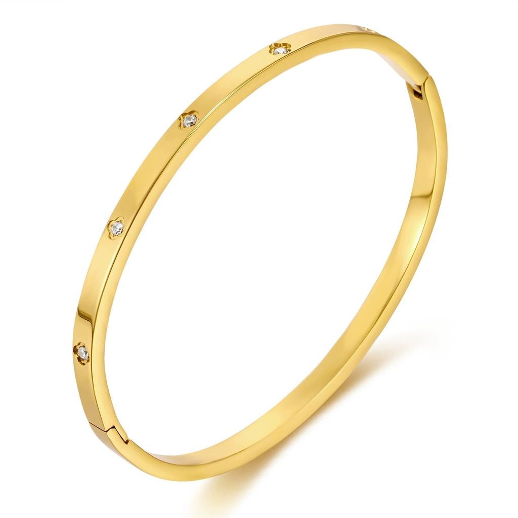 Fashion Women's Bracelet Custom Jewelry No Tarnish Waterproof Stainless Steel Minimalist Exquisite Zircon Versatile Bangle