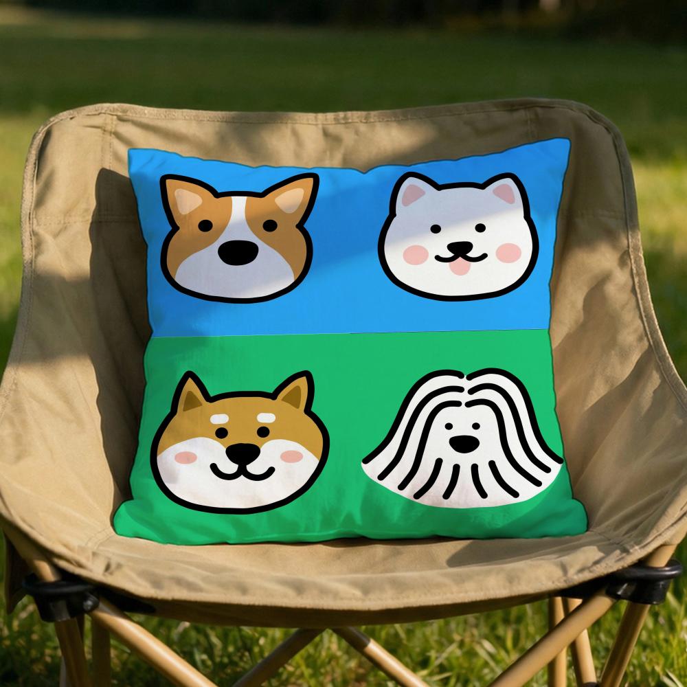 Cartoon Simple Cute Dog Cushion Cover Soft Reversible  Durable Pillow Cover  MultiScene Use for Home  Car Daily Comfort
