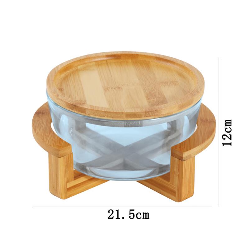 Glass Serving Bowl with Bamboo Stand