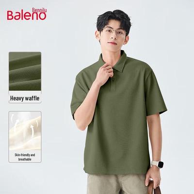 Baleno Herren Waffelstrick Atmungsaktives Kurzarm-Polohemd