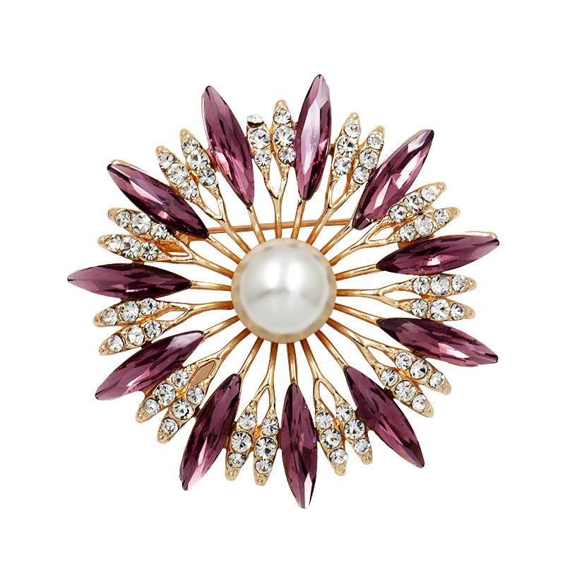 Spilla Creativa Girasole Cristallo Temperamento Donna Spilla Perla Accessori Spilla Ornamentale Versatile