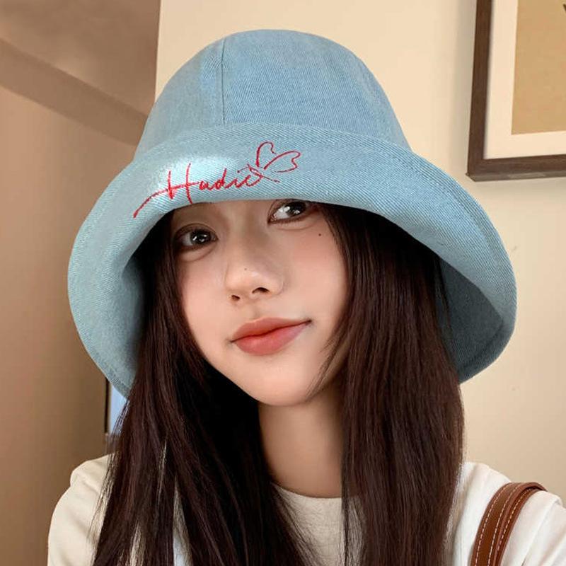 

Retro bucket hat spring and autumn fold hat women s lace-up cowboy hat sunshade basin hat show face small bucket hat new One Size