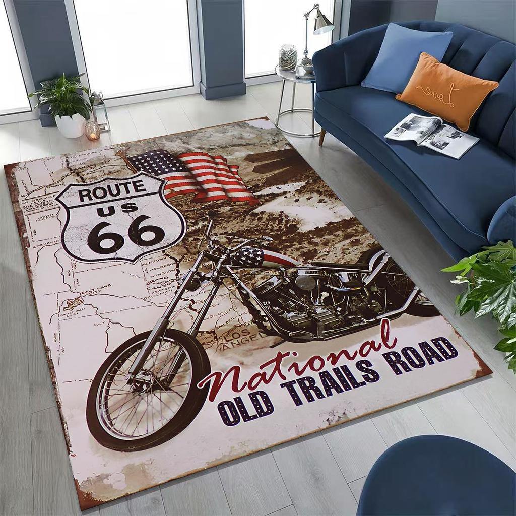 3D Retro Route 66 America Historic Mother Road Rug for Bedroom Living Room Sofa Home Doormat Decor,Larger Kid Non-slip Floor Mat