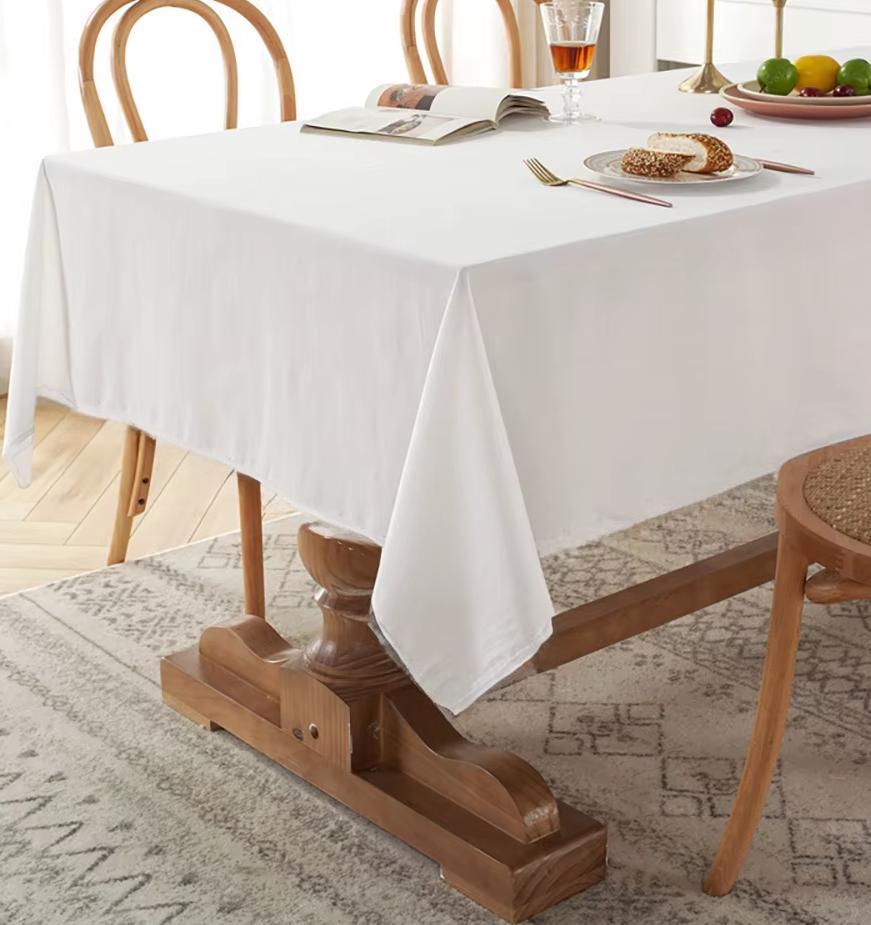 White Cotton Tablecloth For Table 140X240Cm