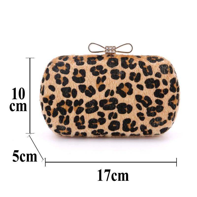 Nuovo Arrivo Borsa da Sera da Donna con Ricamo di Strass FioccoPelliccia Maculata Borsa a Mano Manico a Catena Borsa di Lusso per Banchetto