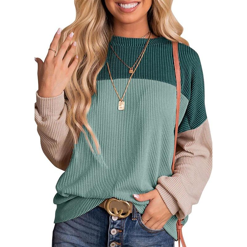 Women's New Independent Station European American Clothing Color Matching Casual Loose Sweatshirt Pullover Top T-shirt Hoodies