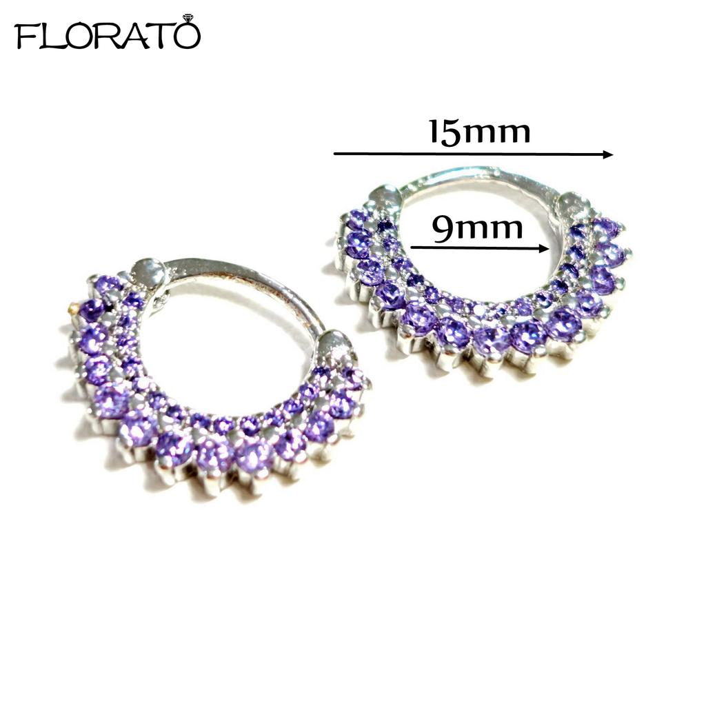925 Silver Needle Elegant Purple Earrings Exquisite Small Hoop Earrings for Women Fashion Puncture Jewelry Accessories