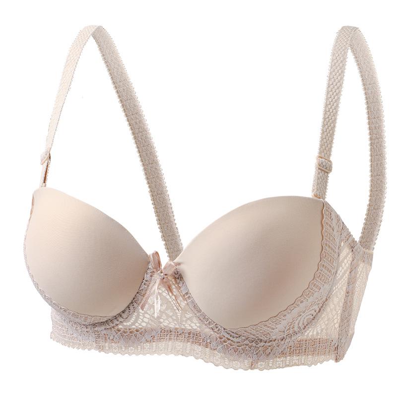 Sexy Lace Smooth Fabric Push-Up Underwire Bra with Anti-Sagging Side Support