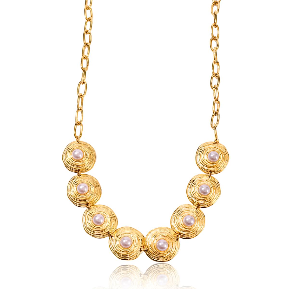 

Yori Exquisite Elegant Pearl Round Necklace Waterproof Trendy Romantic Statement Jewelry Gift for All Occasions золотистый