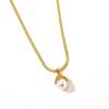 Yingtai Stainless Steel Women's Necklace with Imitation Pearl and 18k Gold Vacuum Plating