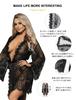 Sexy Lingerie Large Sexy Front Set [comeondear] Gown, Size, Women's Roomwear, Pajamas, Negligee, Nightwear, Lace, Opening, 3-Piece (M, Black)