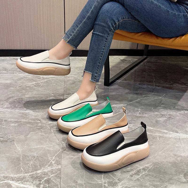 New Thick Sole Sneakers Women's Sports Casual Running Woman Spring Autumn Designer Flats Light Shoes Round Head Loafer